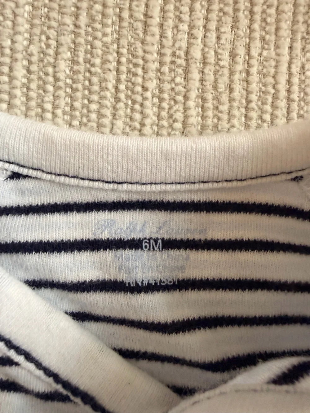 Ralph Lauren White and Black Striped Baby kimono style Footie Set 6 month